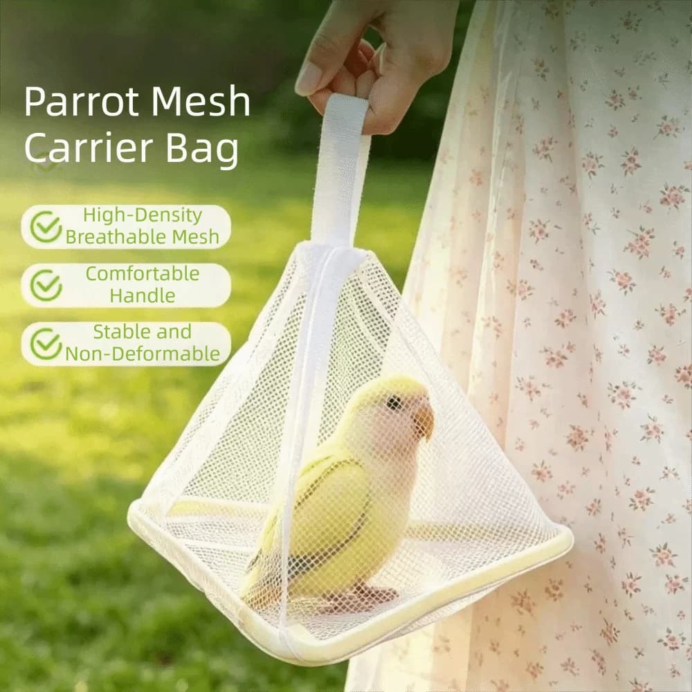 Breathable Mesh Bird Carrier Bag Anti Fly Large Space Parrot Travel Cage Triangular Folding Pet Transport Cage Anti Escape