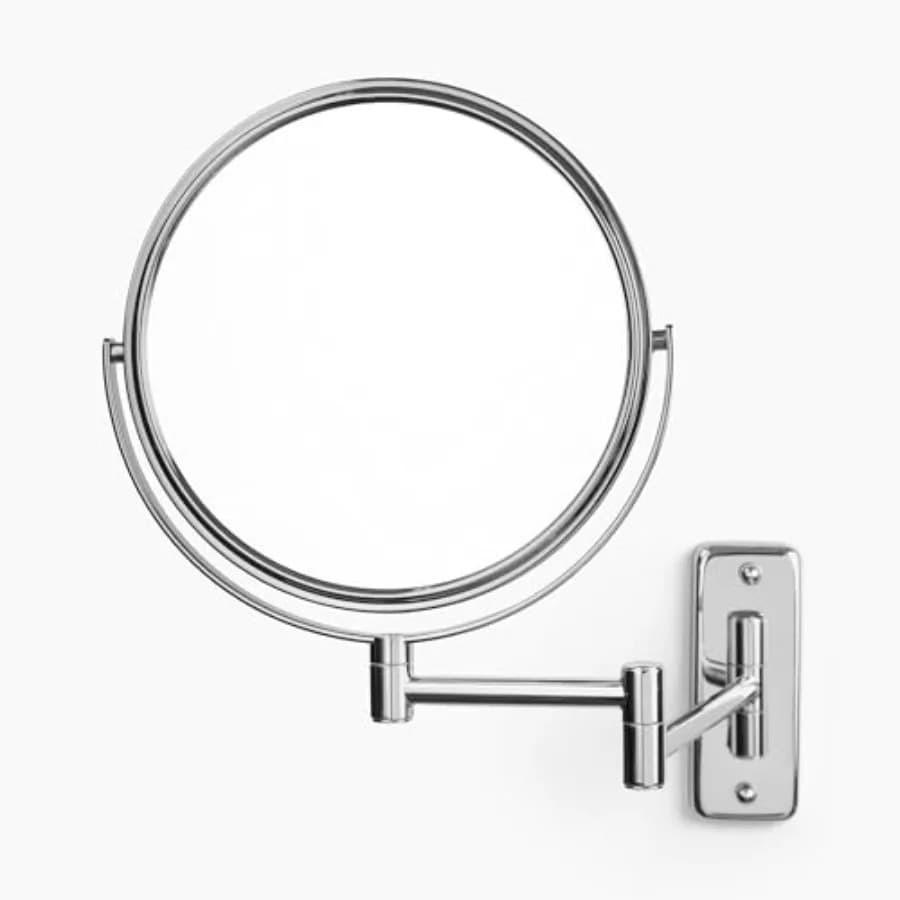 Specchio Ingranditore da Parete per Bagno con Ingrandimento 8X, Diametro 8 Pollici, Finitura Cromata, Ideale per Applicazioni di Trucco