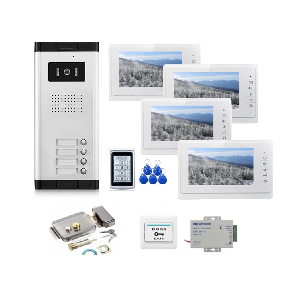 Sistema Videocitofonico per 2-12 Unità Abitative con Accesso RFID e Password, Videocitofono per Edifici Residenziali