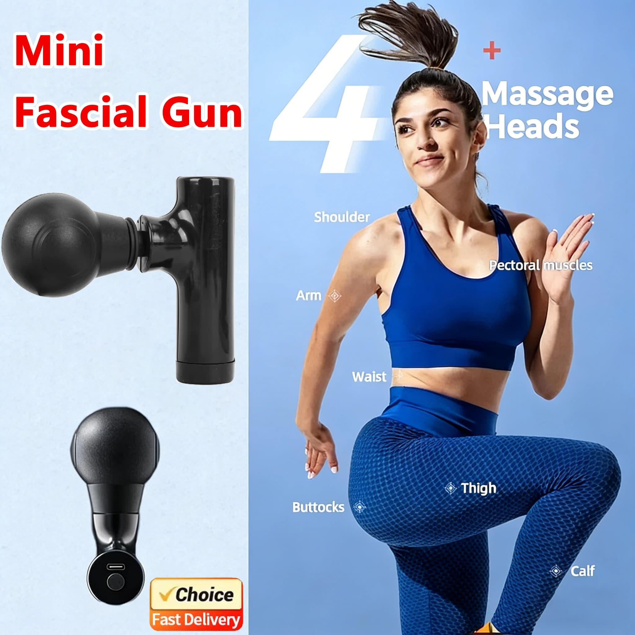 Deep Fabric Massage Gun Portable Percussion Massage Ultra Compact Design to Relieve Body Back Neck Muscle Pain Rechargeable