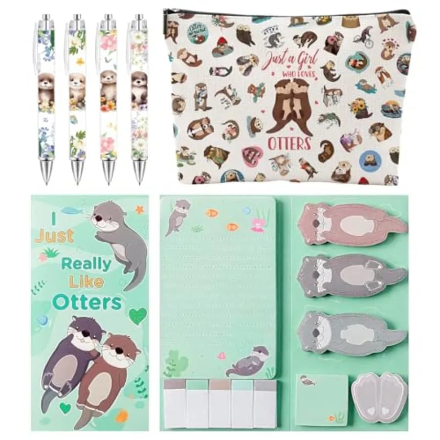 School Supplies for Girls, Cute Stationery Set with Pencil Case, Pens and Sticky Notes Set, Gifts Party Favor for Girls Station