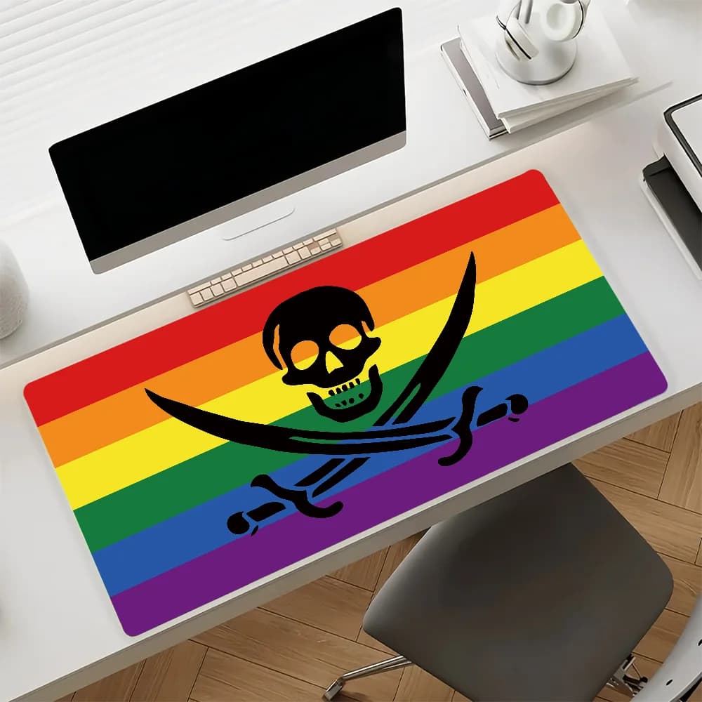 Jolly Roger Skull Crossbones Pirate Mouse Pad Large Non-Slip Waterproof Mat Stitched Edge Keyboard Pad for Gaming Daily Office
