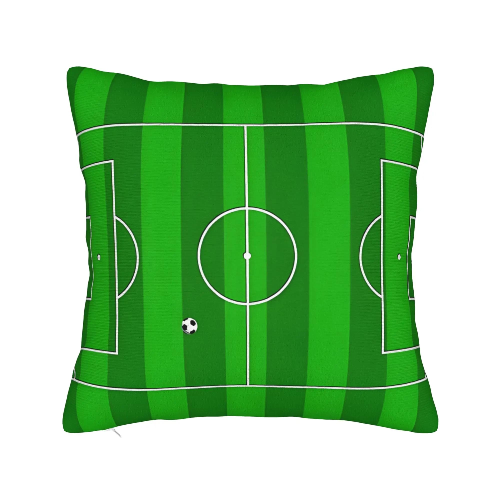 1pc Soccer Field Throw Pillow Cover, Goal Line & Goal Post Lawn Design for Sofa Chair