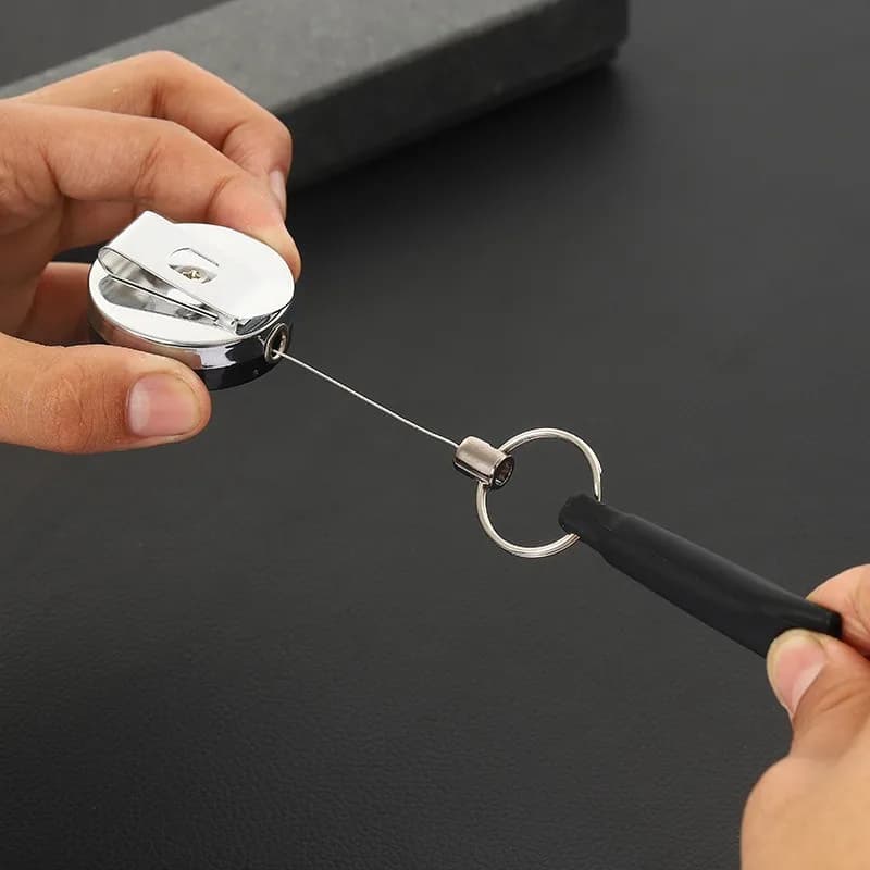 1/2 Pieces Retractable Laptop Resistant for Camping, Carpentry pencil holder with Anti-Smarriage Cordino, Key ring and Belt Clip