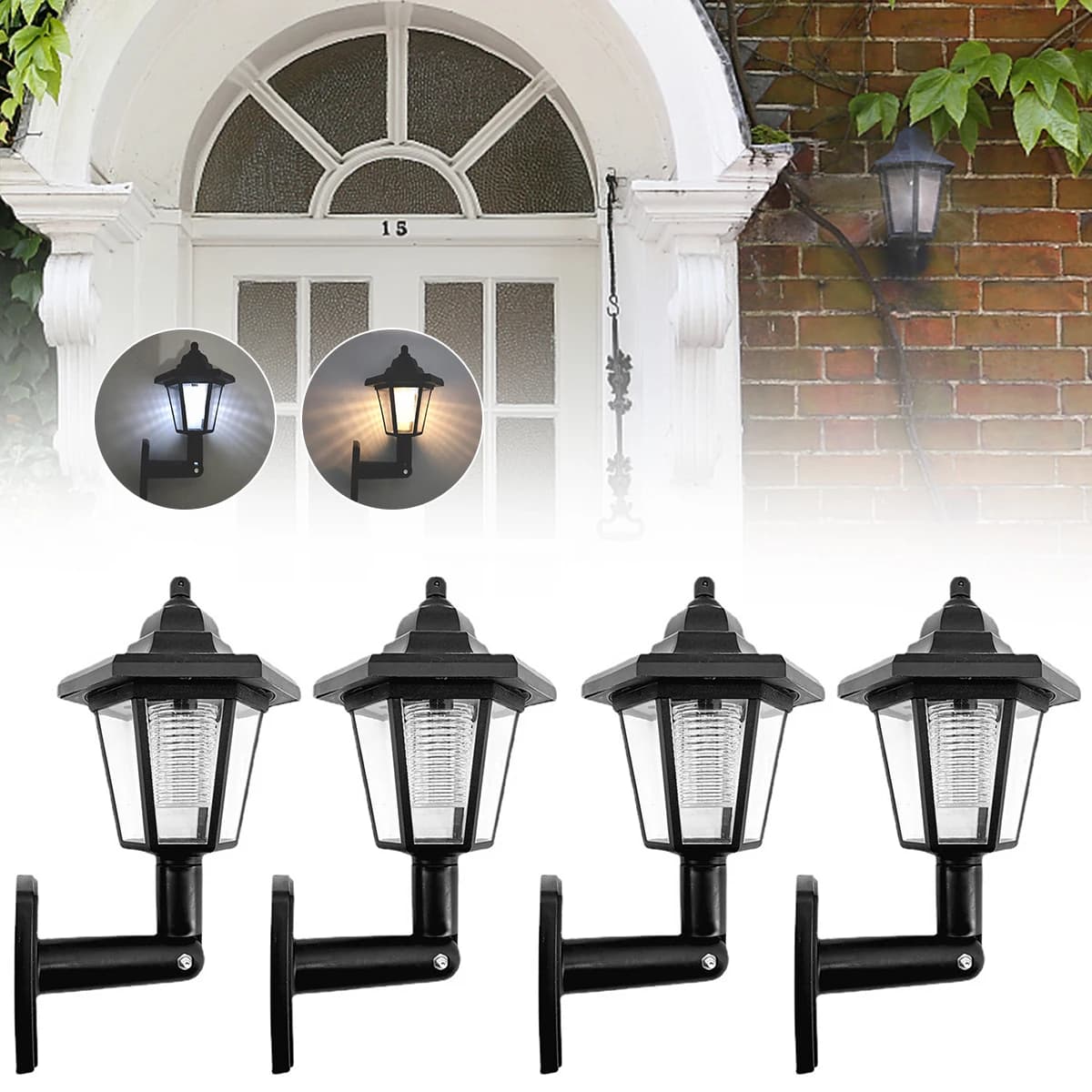 2 Pezzi Luci Solari da Parete per Esterni, Lampade LED Impermeabili Esagonali a Induzione per Recinzioni e Giardini