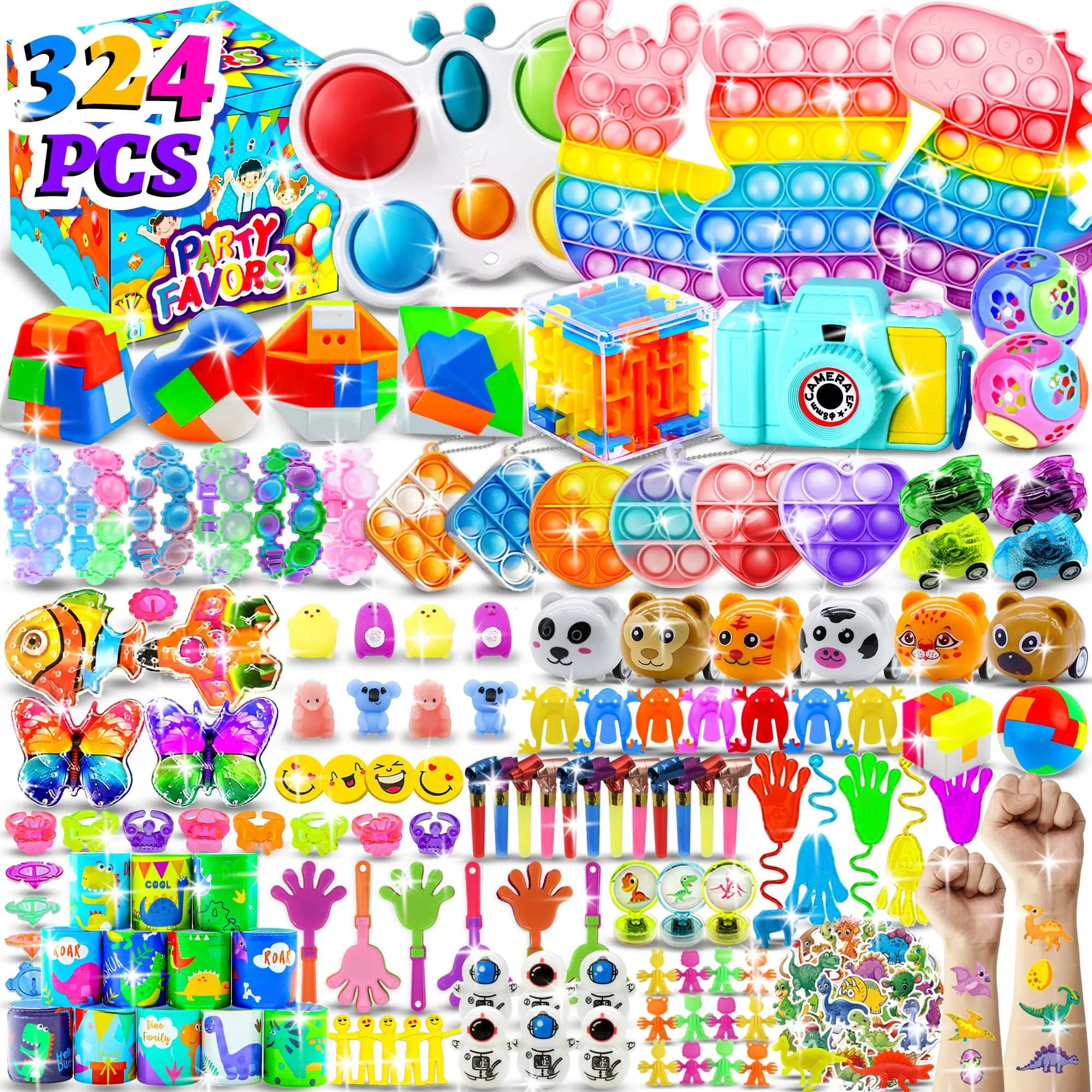 Kids Fidget Toys Party Favors Pack - Sensory Set Gifts with Stickers Goodie Bag Fillers Treasure Box Classroom Prizes for School
