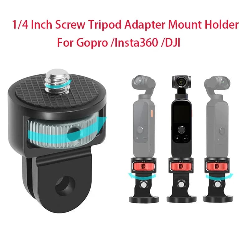 360 Swivel 1/4" Screw Converter Mini Tripod Adapter for Gopro Hero 13 12 Insta360 One X4 for DJI Action 5 Pro Camera Accessories