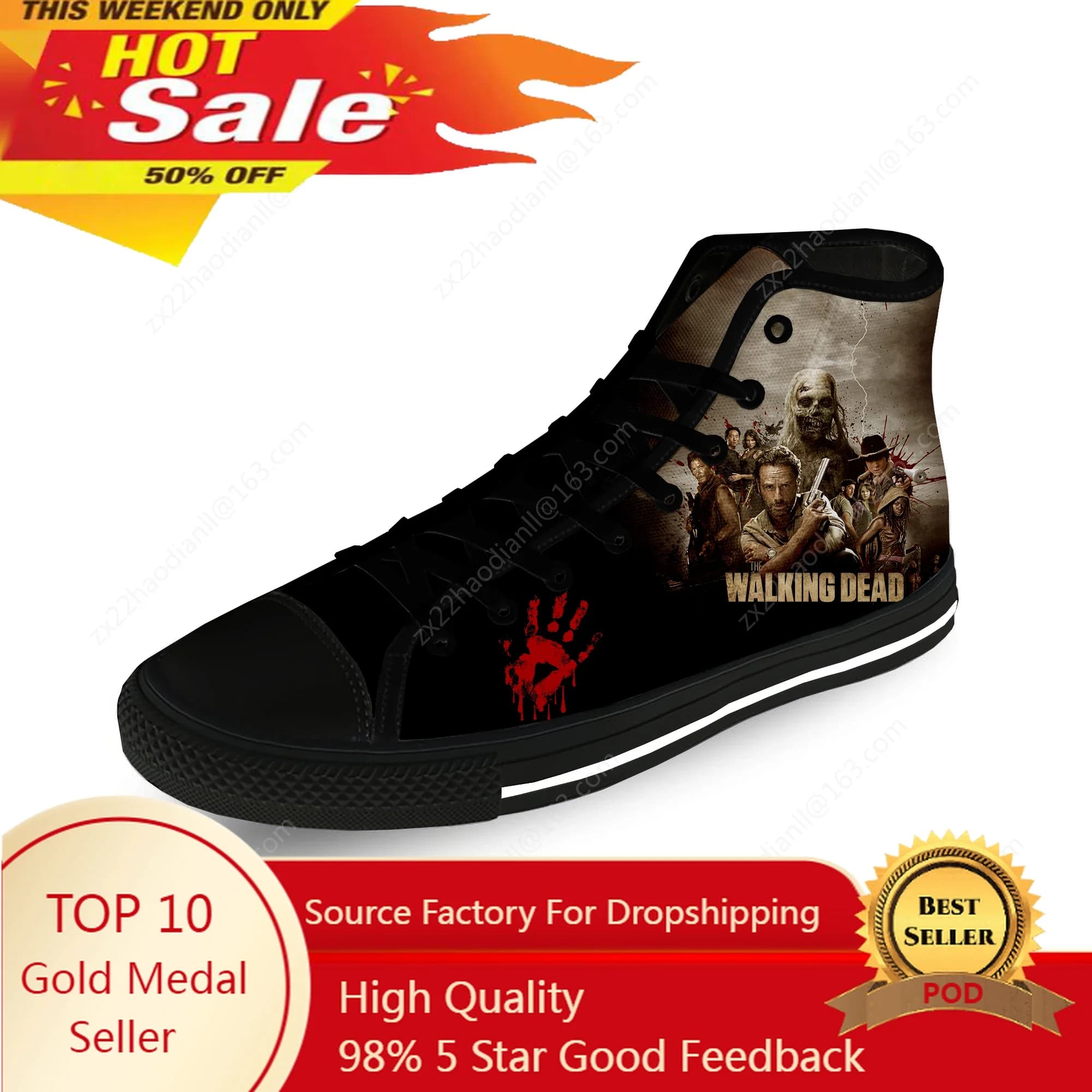 Horror The Walking Dead Divertente tessuto casual Moda Stampa 3D Scarpe di tela alte Uomo Donna Sneakers leggere e traspiranti