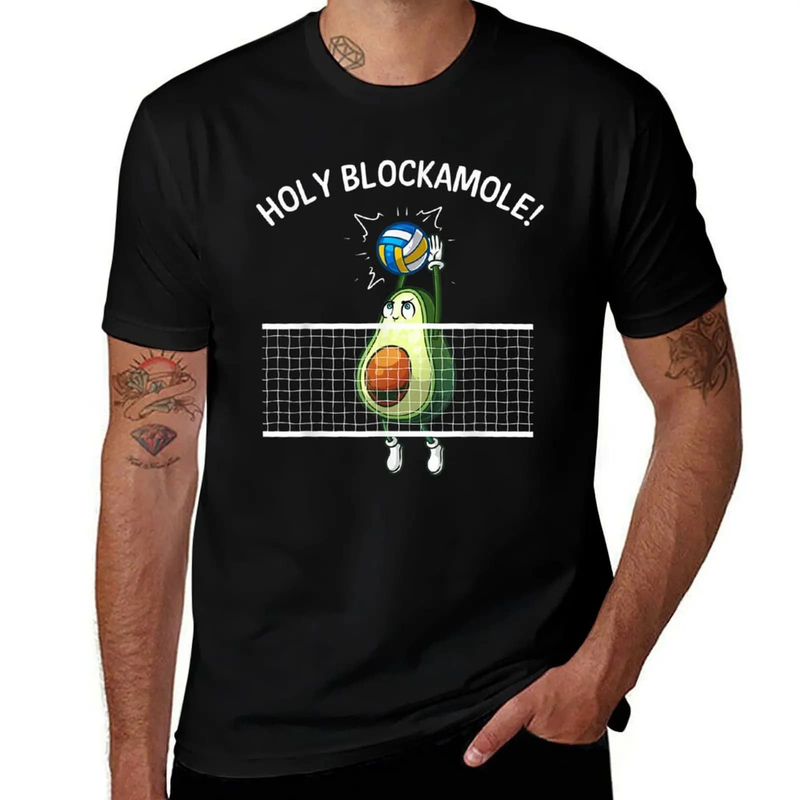 Fun volleyball shirt for men and women Holy Guacamole Player Blocker, breathable basic t-shirt in solid color