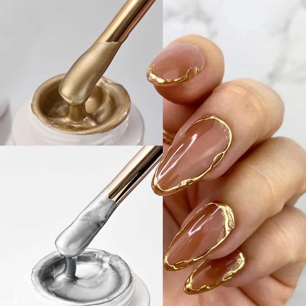 8g/Jar Y2K specchio Metallic Painting Gel oro/argento/rosa Holo colla metallica fai da te linea francese Chrome Mirror Glitter UV Manicure Gel * U
