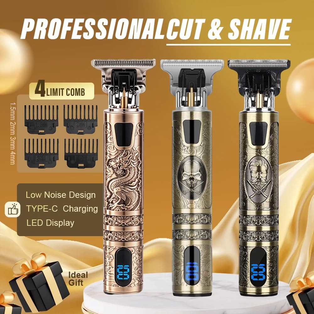 Tagliacapelli Professionale per Uomo con Display LCD, Ricaricabile, per Taglio di Capelli e Barba, Kit per la Cura Personale