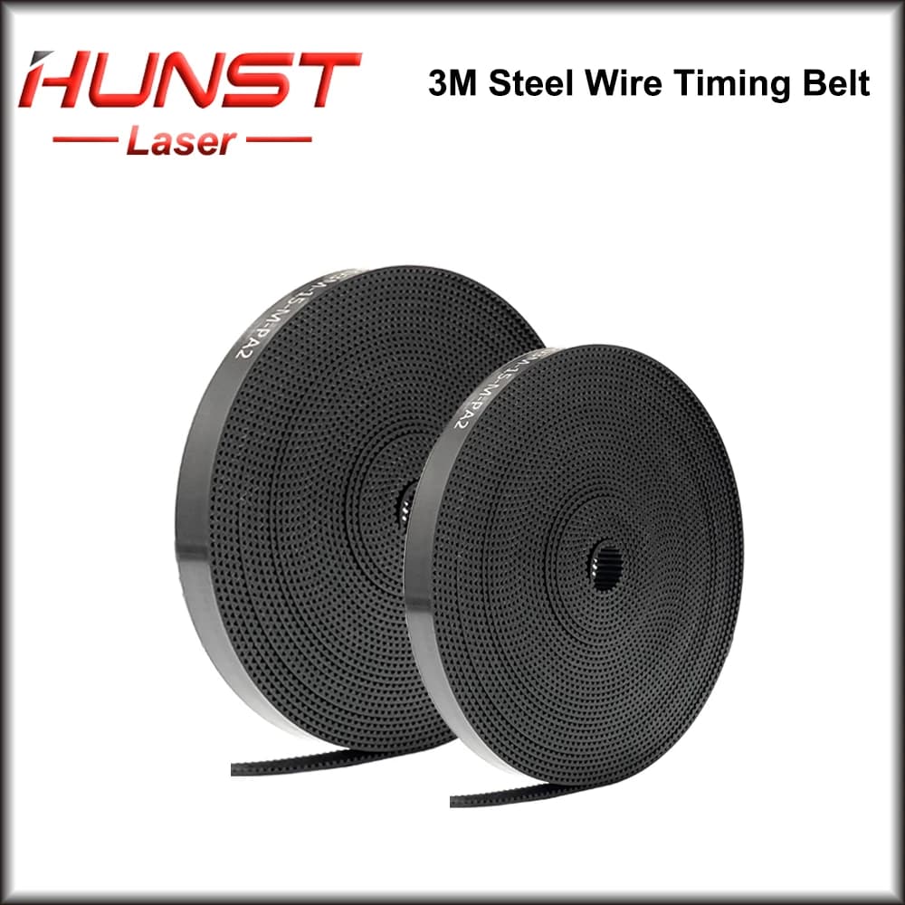 Cinghia di Distribuzione HUNST HTD 3M 15mm / 20mm, Larghezza 15mm, in Poliuretano con Filo d'Acciaio, Colore Nero, Cinghia Aperta per Incisione Laser CNC