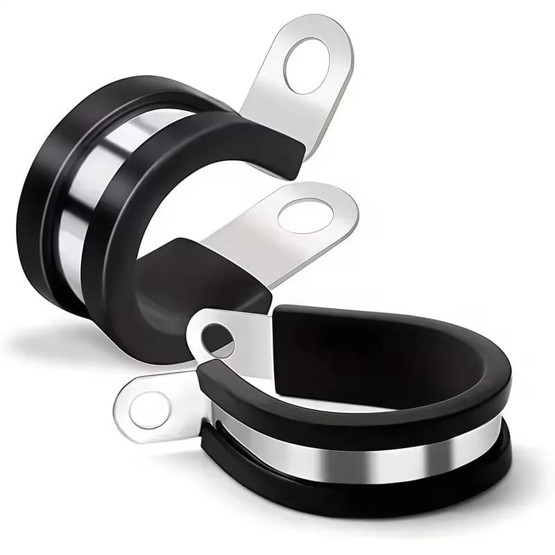 Stainless Steel Hose Clips 47 pcs M8, Rust Resistant Anti-Corrosion, Vibration Dampening, for Cable Wire Management