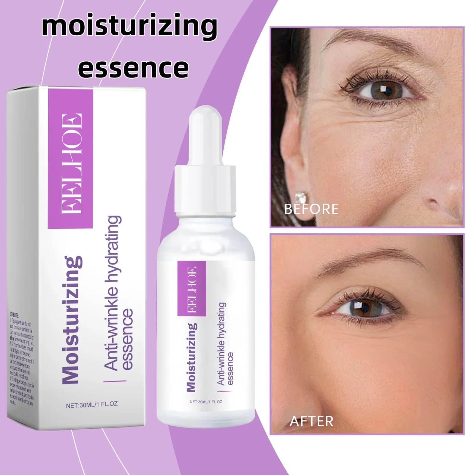 Moisturizing essence of compressed yaluronic acid moisturizing face, rejuvenating, brightening, nourishing and firming