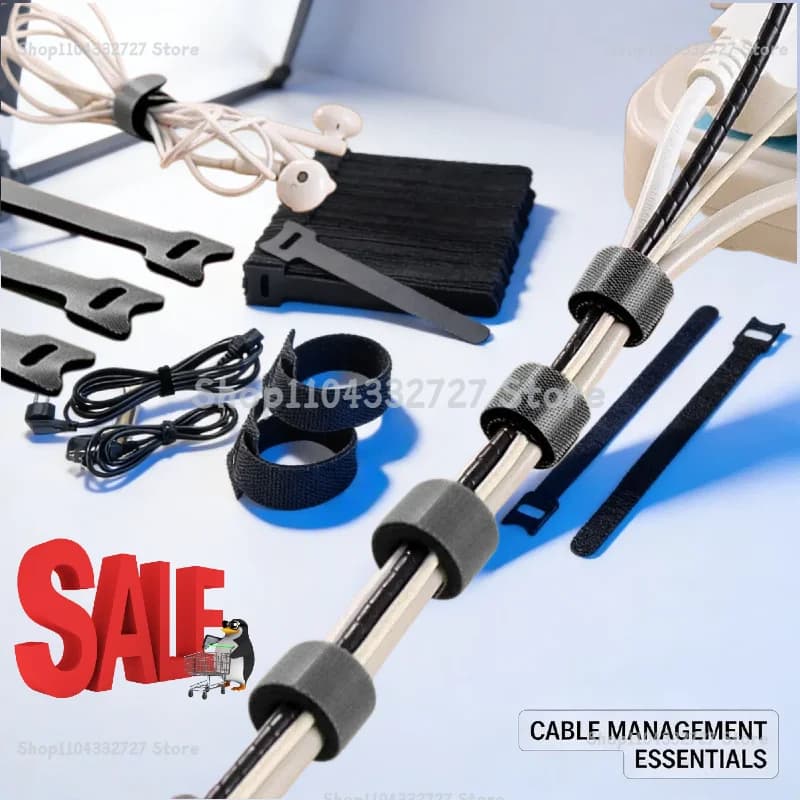 Fascette Organizzatrici per Cavi Riutilizzabili, Gestione Cavi per Mouse e Auricolari, Fascette in Nylon Riutilizzabili con Nastro Adesivo a Strappo