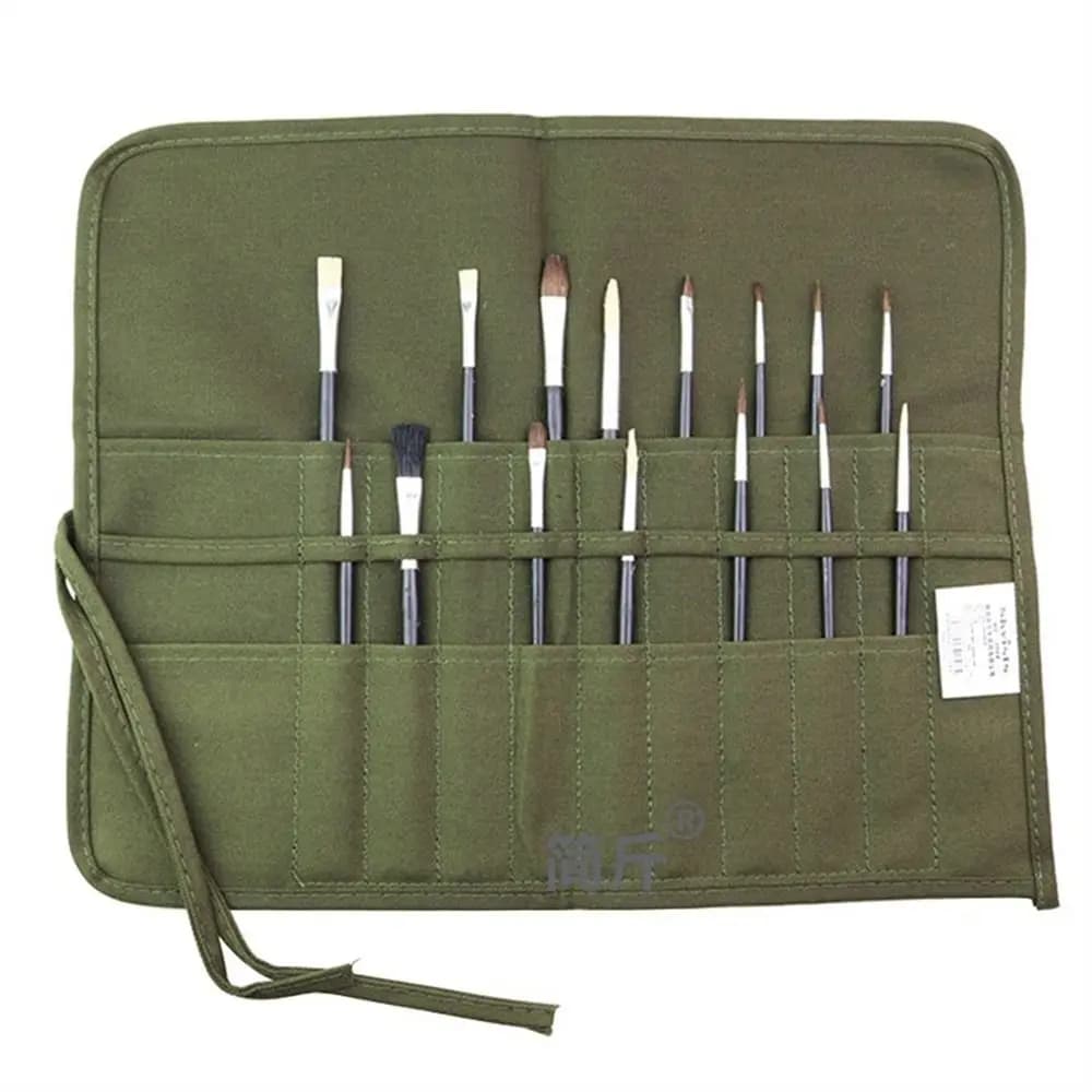 School Supplies Canvas Roll Up Pen Bag 22/30 Holes Wrap Pouch Oil Paint Brush Cases Watercolor Thick Pencil Bag Storage Box
