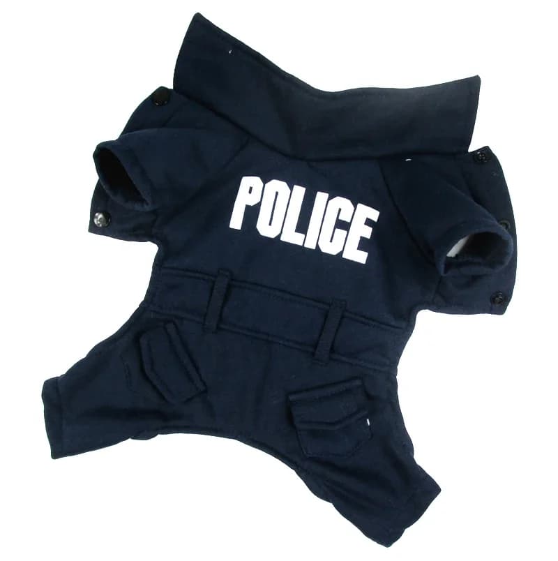 Nuovo simpatico modello di lettera della polizia blu scuro per cani da compagnia tuta cappotto cani giacca vestiti