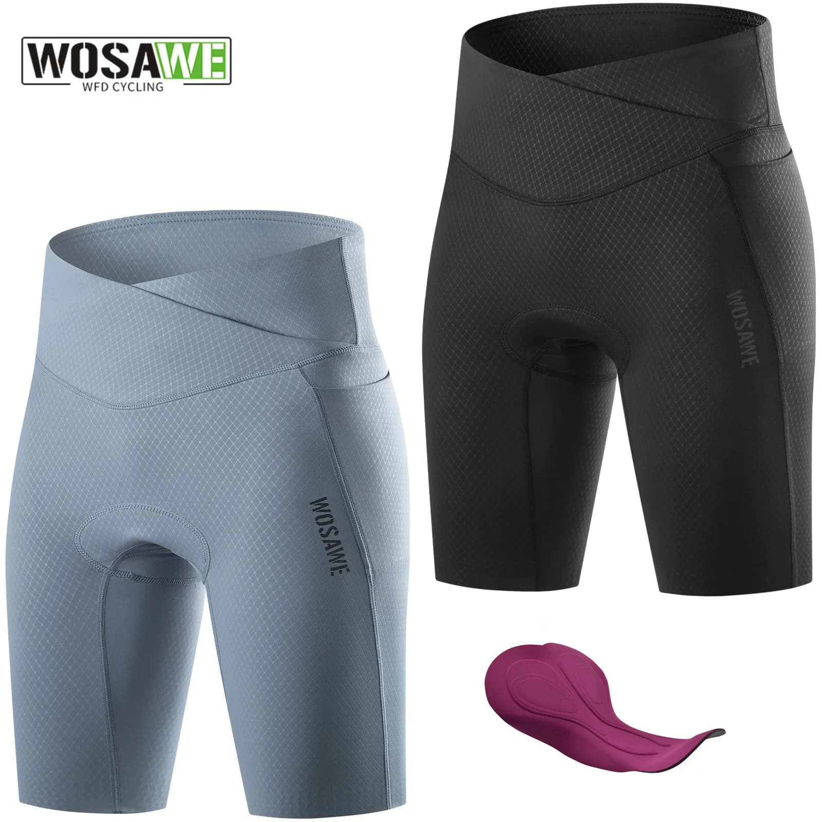WOSAWE Cycling Shorts for Women, Padded in Foam, for MTB, with Side Pockets, Reflective, Active