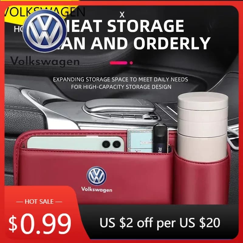 Organizer per Fessure tra Sedili Auto per VOLKSWAGEN VW 2025, per VW POLO e VW Scirocco