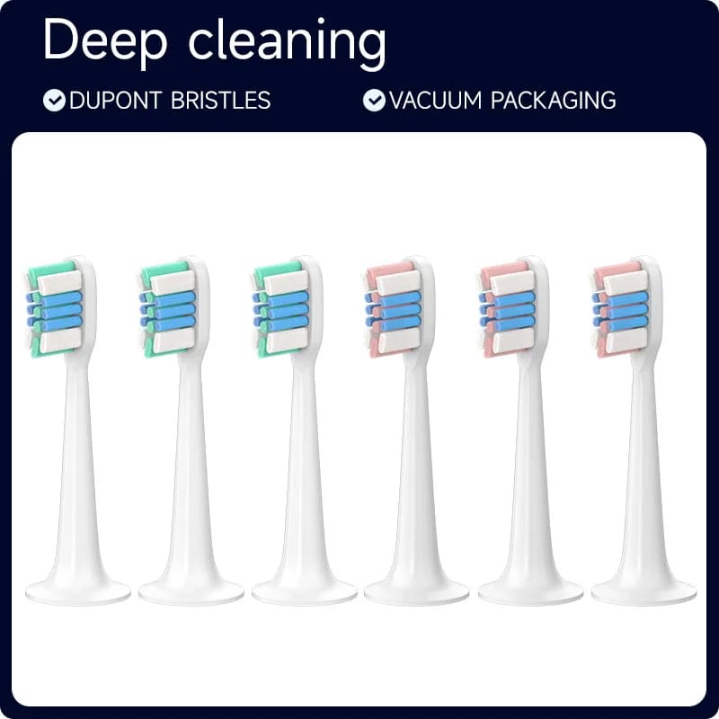6 spare heads for sonic electric toothbrush MJIA T300/T500/T700, soft bristles, vacuum packaging.