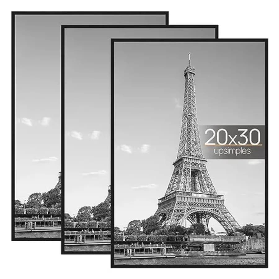 Picture Frame 3 Pack Scratch-Proof Poster Frames 20 x 30 for Photo Gallery - Slide-In Strips Horizontal or Vertical Wall Mounti