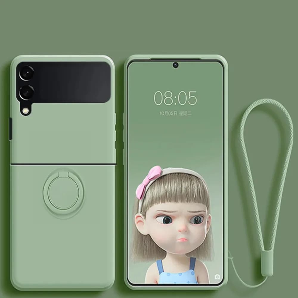 Hot Sales Liquid Silicone Case with Leather Feeling for Samsung Galaxy Z Flip 7 FE 6 5 5 4 3 Case with magnetic bracket with anti-wrinkle ring