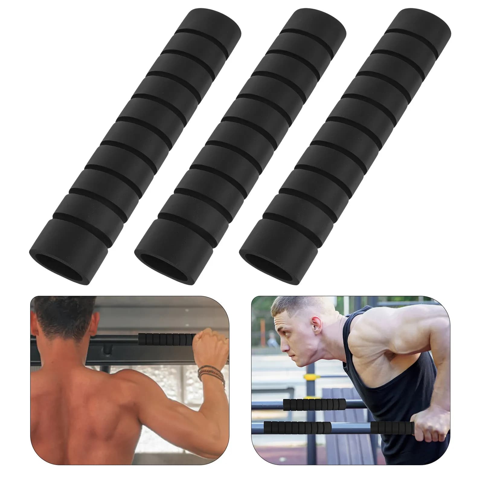 3Pcs Pull-Up Bar Anti-Slip Grip Pads Sponge Sleeve Removable Washable Protective Cover for Horizontal Bar Workout