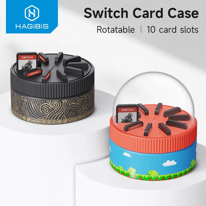 Custodia per carte da gioco rotante Hagibis Switch con 10 slot per carte da gioco Supporto creativo per scatola di immagazzinaggio per carte NS per Nintendo Switch/Lite/OLED