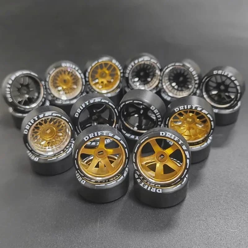 4 pz/set in lega rc cerchione + deriva pneumatico per 1/28P929 K989 MINI-Z modello di rally auto parte aggiornata