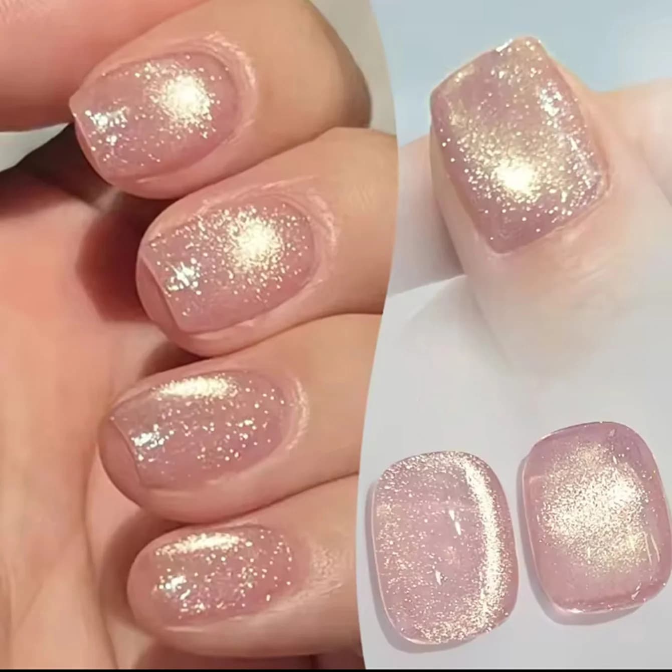 MAINEL 10ML 1Pz Smalto Gel Rosa Effetto Occhio di Gatto con Strass - Smalto e Prodotti per Unghie di Lusso Discreti