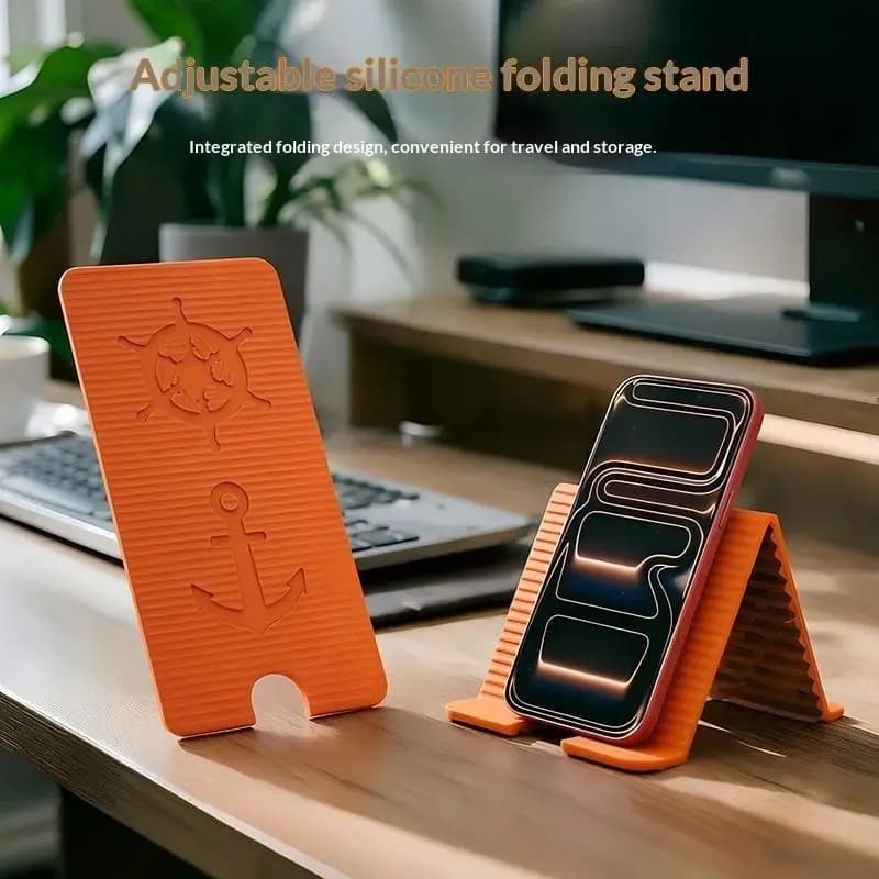 【A】Flexible Phone Stand Foldable Silicone Desktop Tablet Laptop Stand Portable Adjustable Universal Holder For Travel Office Bed