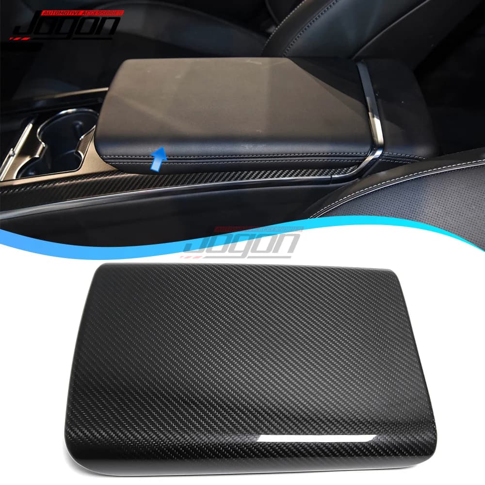 Per Tesla Model S 2021 2022 2023, Accessori in Fibra di Carbonio per Interni Auto, Protezione e Cornice per Bracciolo Centrale e Box Portaoggetti