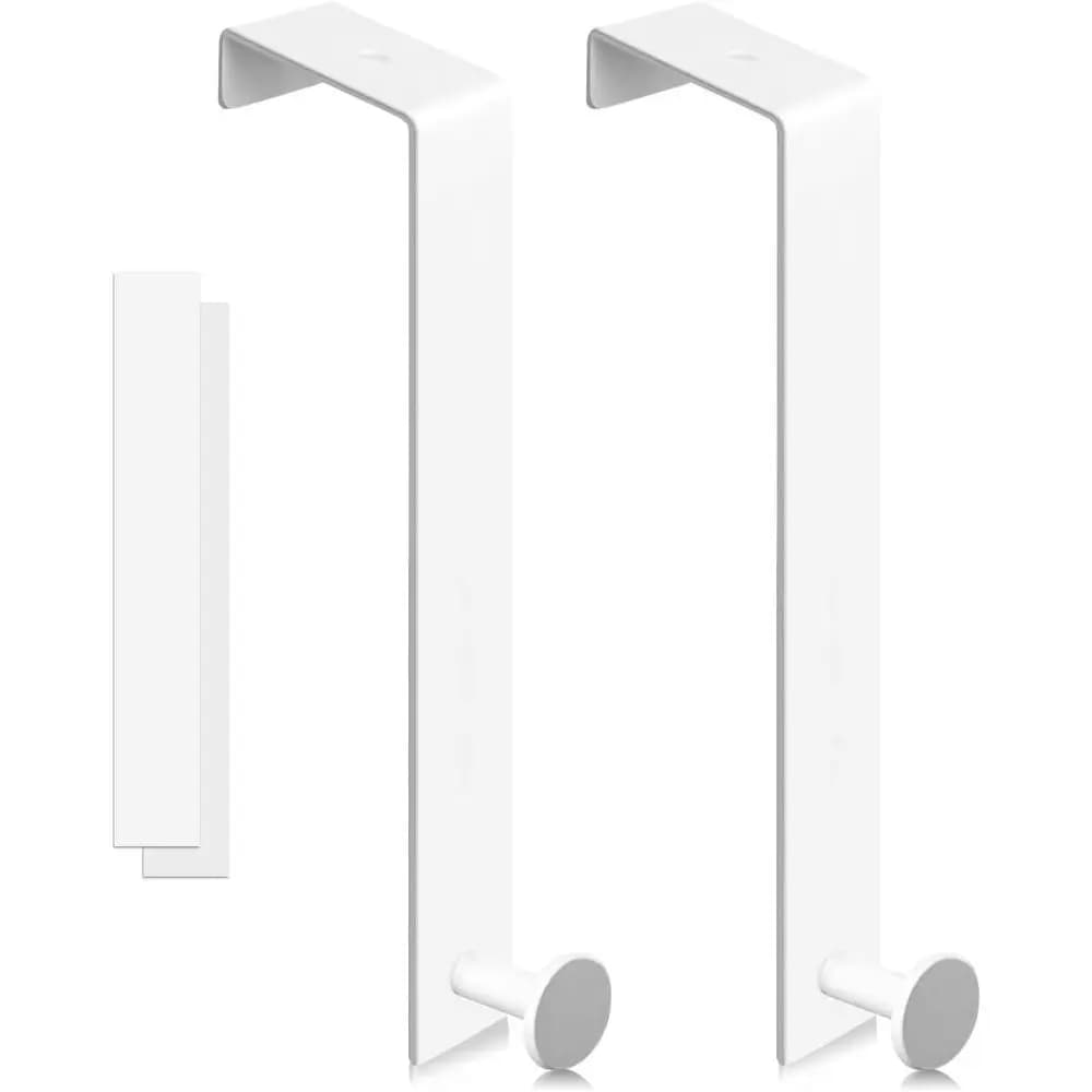 Heavy-Duty Over The Door Hooks, 2 Pack, 1-3/4 Thick, Single Metal Door Hanger Hooks, Hanging Towel Clothes Coat Bags, 4 Furnitur
