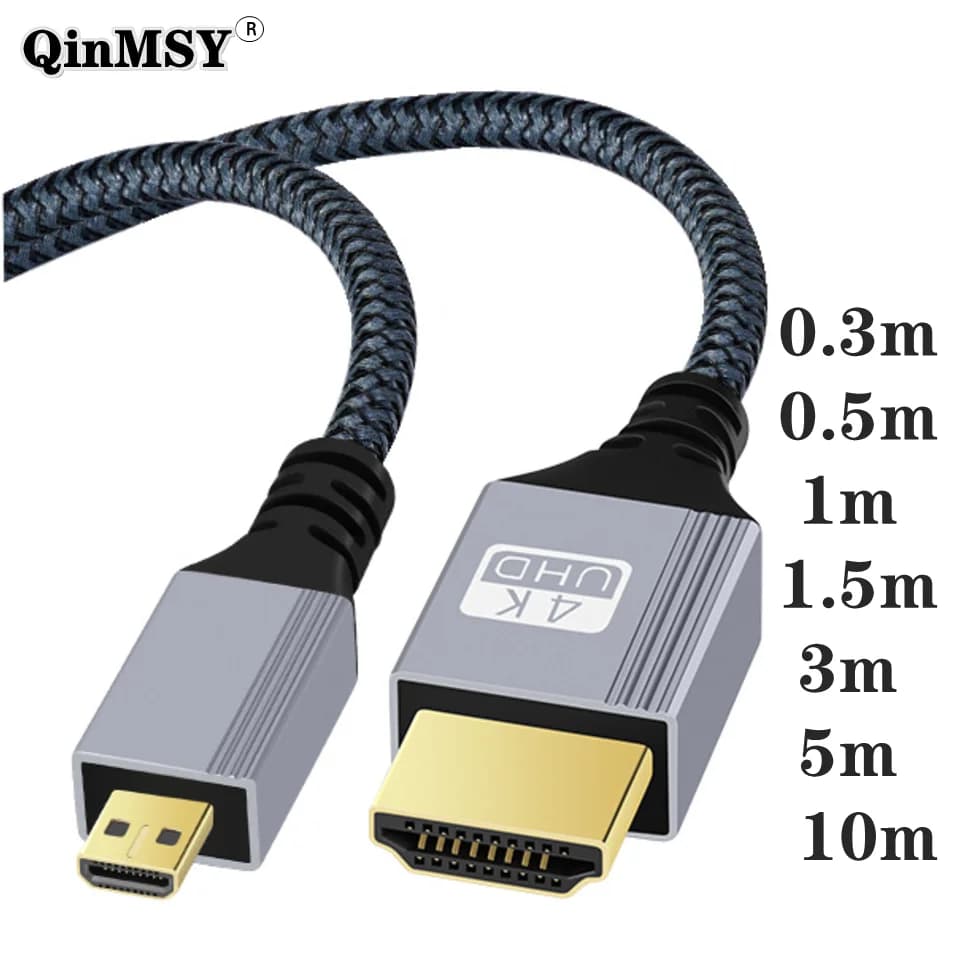 Cavo Micro HDMI compatibile con HDTV 4K per GoPro Hero Raspberry Pi 4 Sony A6000 Nikon Yoga 3 Cavo Micro HDMI per fotocamera 0,3 m 5 m 10 m