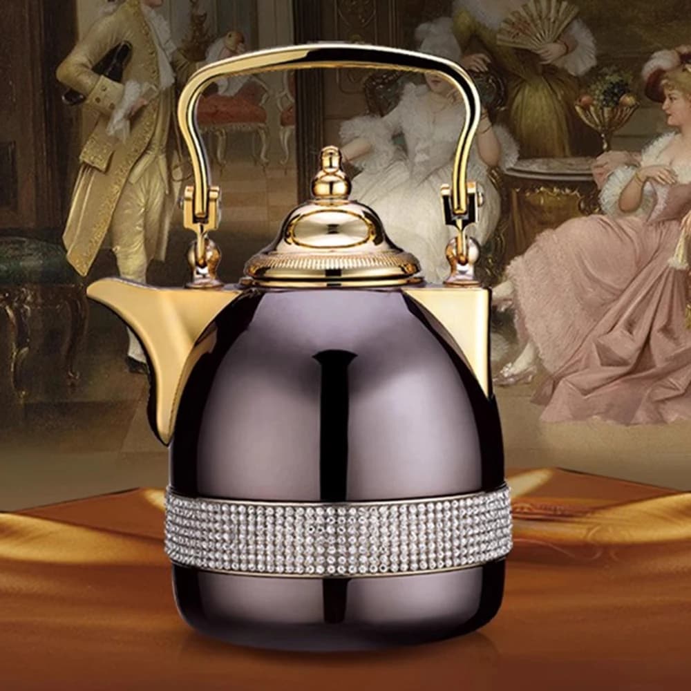 Middle Eastern style vacuum flask, Fashionable coffee pot with glass liner, Office household hot water bottle, Thermo jug, 1L