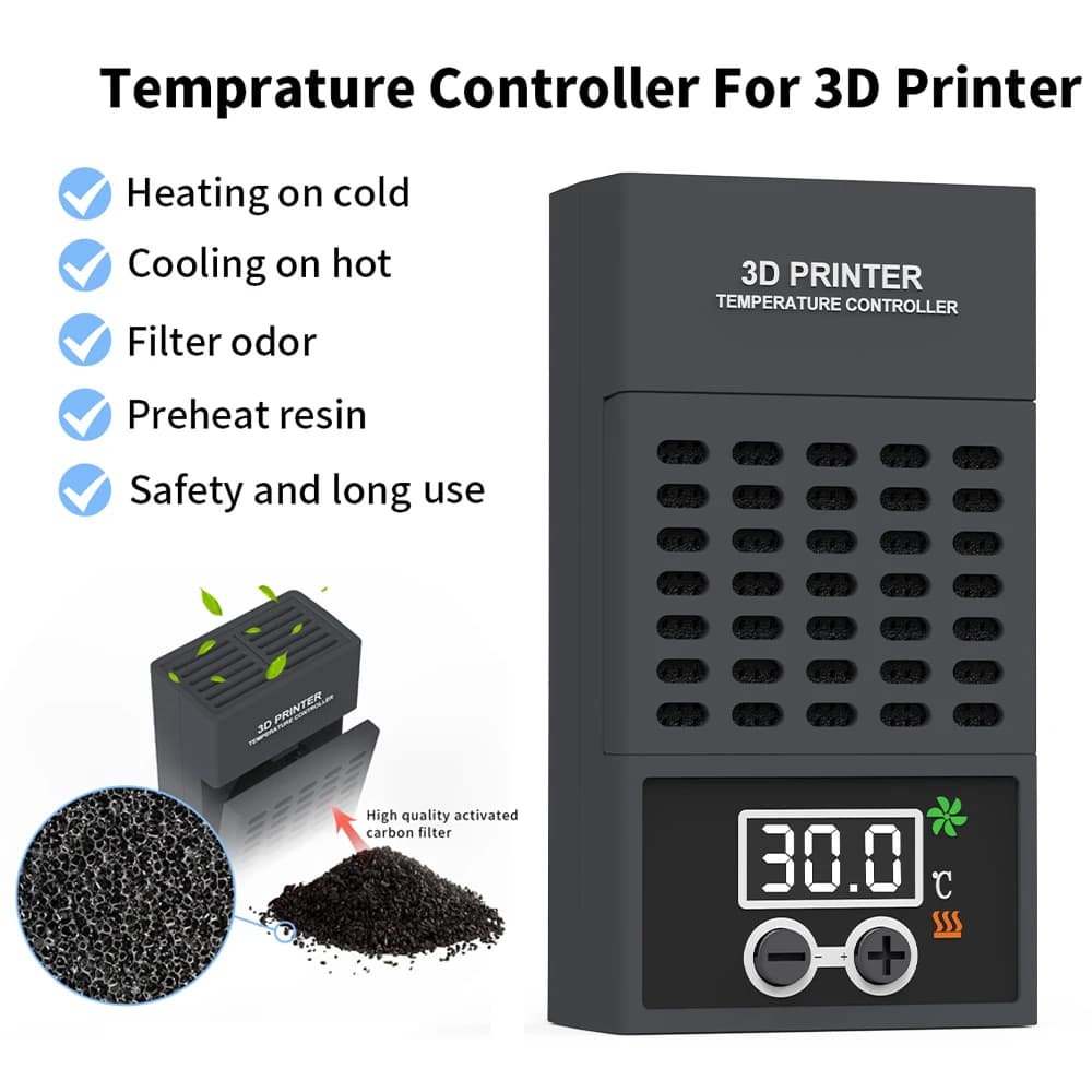 Mini riscaldatore per ELEGOO,ANYCUBIC,CREALITY LCD DLP Resina LCD Stampante 3D Regolatore di temperatura Termostato di riscaldamento Controllo della temperatura