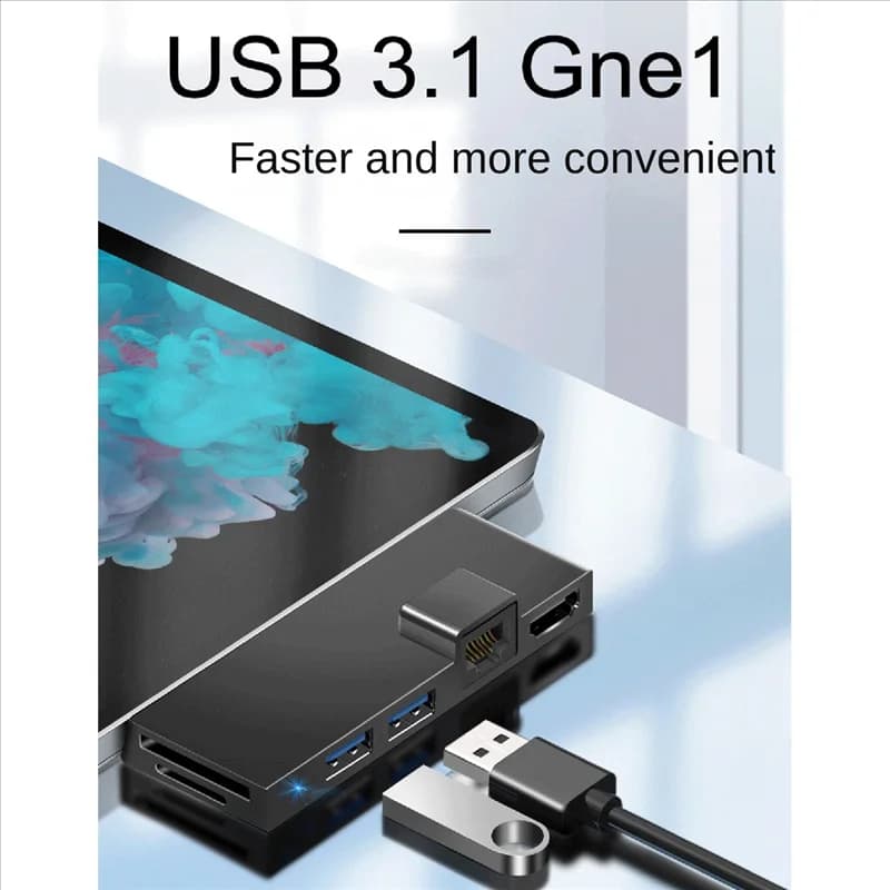 Per Surface Pro 4 5 6 Docking Station Hub con lettore di schede TF compatibile 4K Gigabit Ethernet 2 USB 3.1 Gen 1 porta
