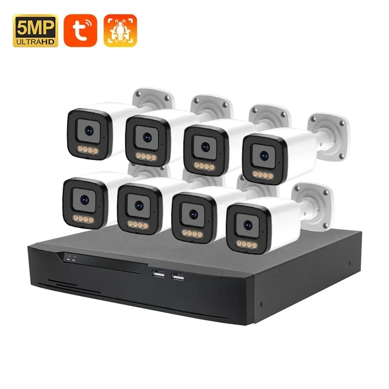 Sistema di Sicurezza PoE a 8 Canali 5MP OEM ODM 2026 con Funzione AI, Telecamere Bullet PoE AI 4K, Archiviazione Dati Cloud e Registrazione Video di Rete
