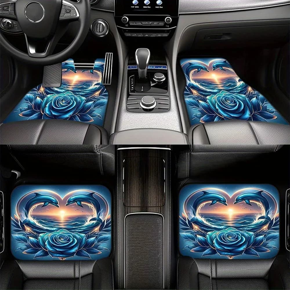 1pc/2pcs/4pcs Dolphin Car Floor Mats, Stylish Car Interior For Compact Cars, Vans, SUVs And More Suitable For Gifting Relatives