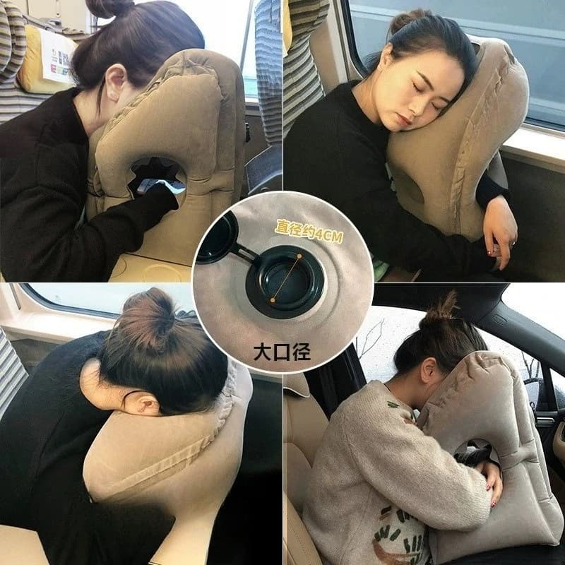 Cuscino gonfiabile per aereo da viaggio Cuscino per pisolino Cuscino sdraiato per esterni Protezione per il collo portatile Gonfiabile
