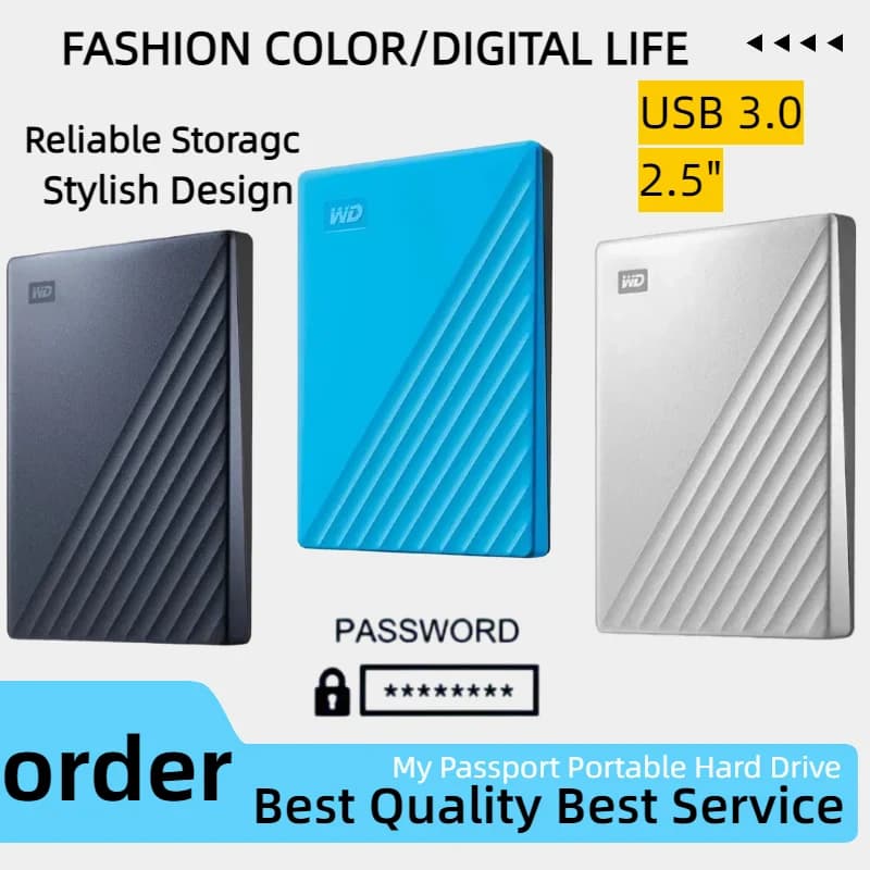 Nuovo disco rigido esterno Western Digital Elements da 1TB/2TB, USB 3.0, trasferimento dati veloce, memoria portatile HDD per laptop, notebook e PC
