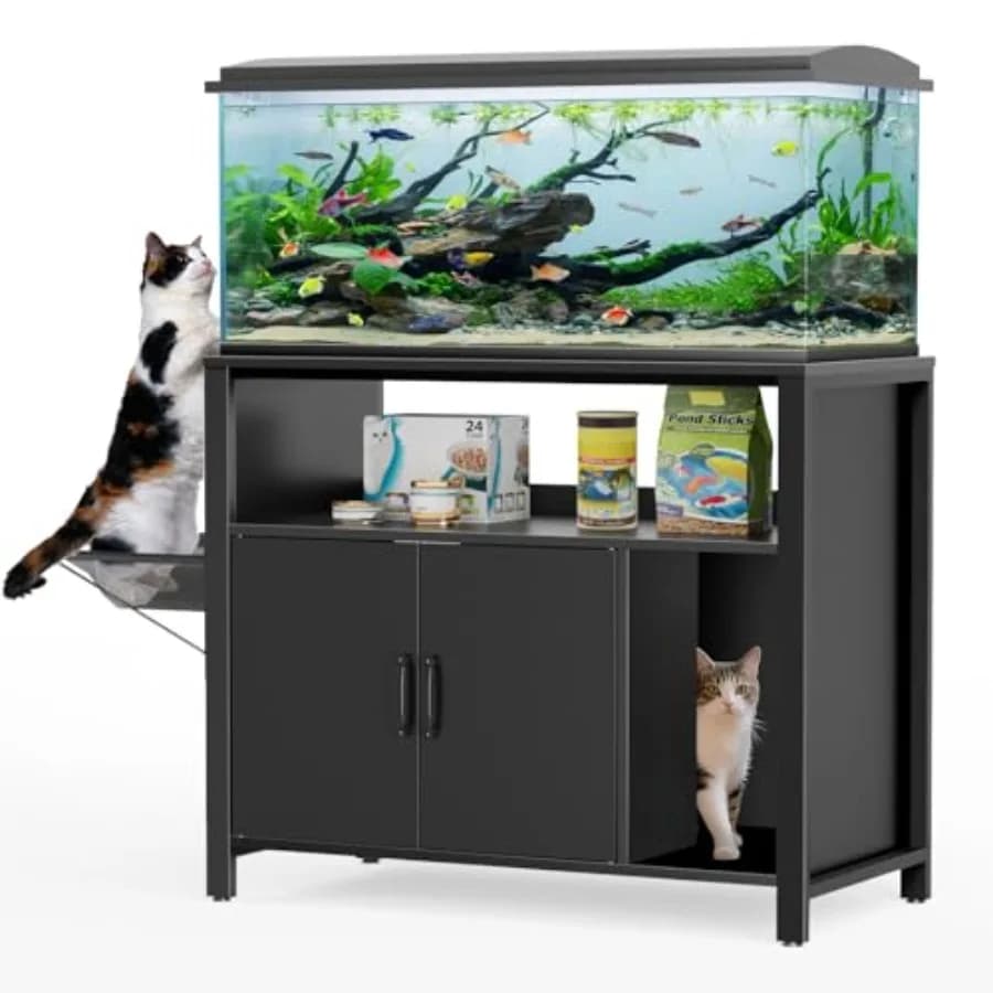 Supporto per acquario da allevamento da 40 galloni, supporto per acquario da 40-50 galloni con mobiletto per lettiera per gatti a scomparsa e posatoio per gatti, piano d'appoggio 36,6"x18,9"