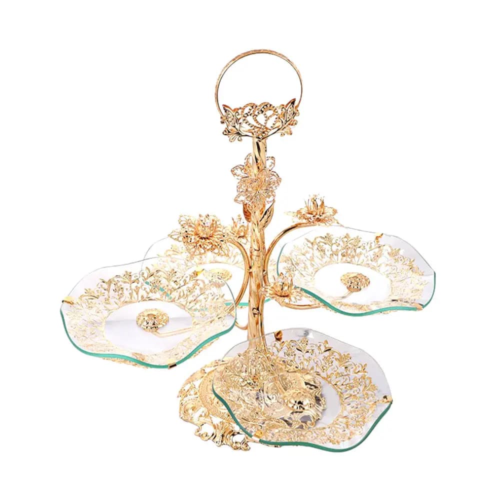 1Pcs Glass Fruit Plate Retro Style Multi-Slot Snack Tray Candy Dried Fruit Dessert Display Stand Household Storage