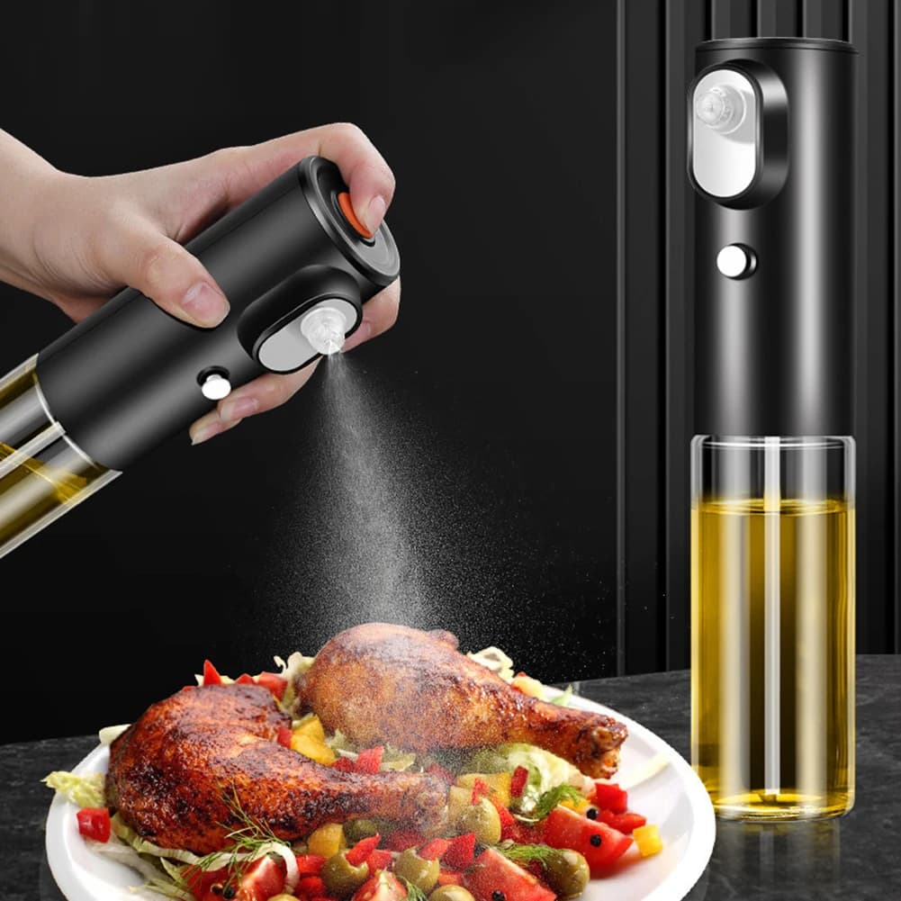 Bottiglia spray per olio elettrico Dispenser per olio da cucina in vetro da 200 ml Spruzzatori per burro di olio d'oliva per cucina Friggitrice ad aria BBQ Cottura di insalata