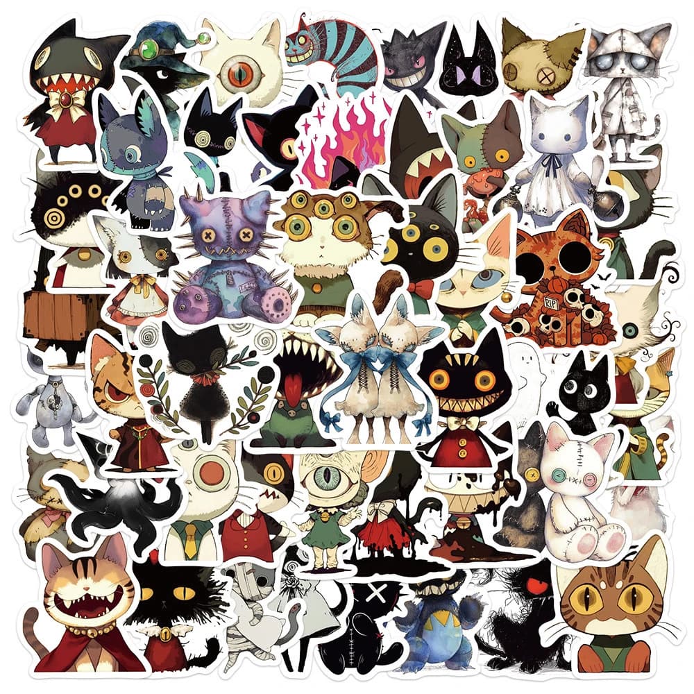 10/30/50 pz Halloween gotico strano gatto adesivi Cool Cartoon Graffiti fai da te Laptop telefono casco moto impermeabile decalcomania giocattolo