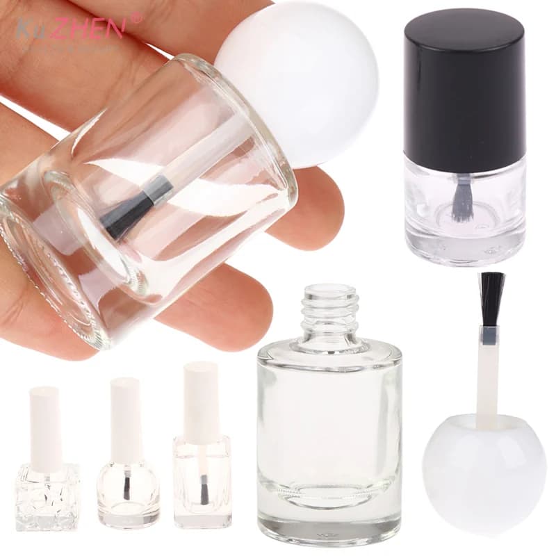 1pcs Mini 15ml Empty Nail Polish Bottles With Brush Bottles Clear Glass Nail Gel Bottles With Brush Cap Nail Oil Nail Art Tool