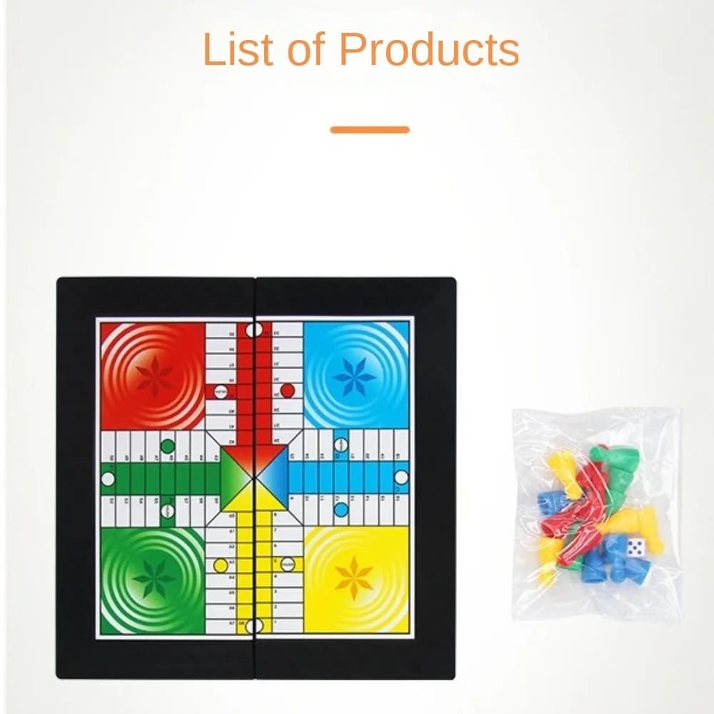 Classico set da gioco Ludo pieghevole Genitore Gioco di strategia di interazione unisex Scacchi volanti Set di scacchi con serpente per adolescenti
