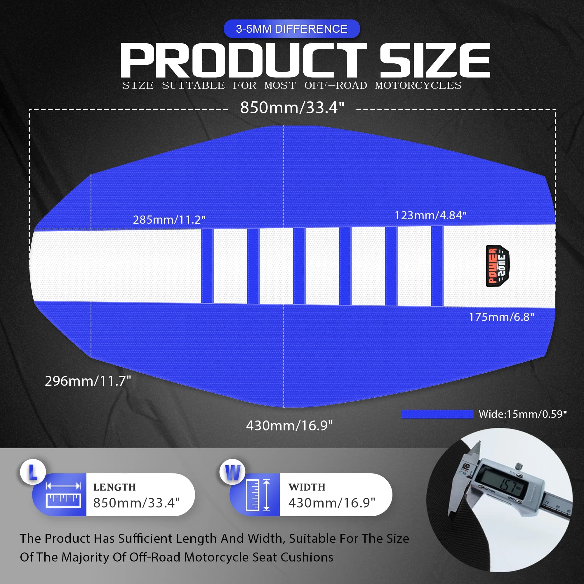 Powerzone WHITE Seat Cover For SXF EXC KXF CRF YZF WR TC TE Universal Soft Waterproof Non-slip Ribbed Motorcycle Seat Cover