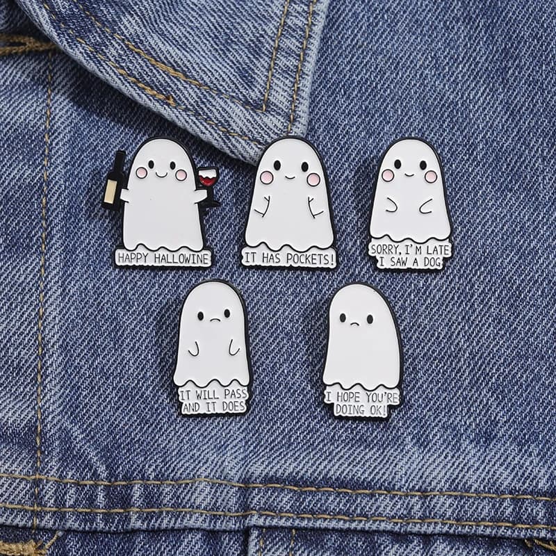 Simpatico cartone animato fantasma smalto spille zaino vestiti spille Decorative collare risvolto distintivo accessori gioielli regalo per gli amici