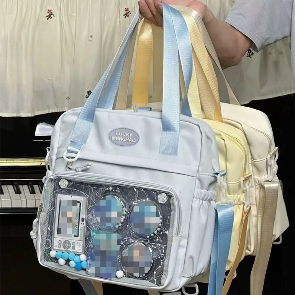 Borsa a tracolla a tracolla stile preppy giapponese Y2K Nuove borse da scuola in nylon per ragazze adolescenti Zaini trasparenti Borsa in tela di lusso